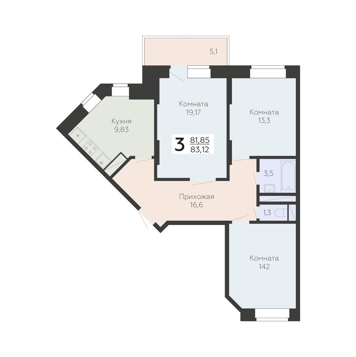 Планировка 83.12 м²
