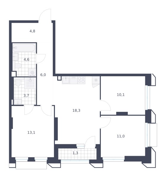 Планировка 72.9 м²