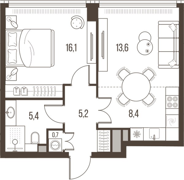 Планировка 49.4 м²