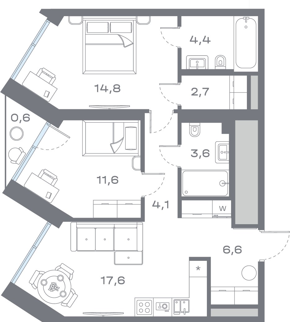 Планировка 65.91 м²