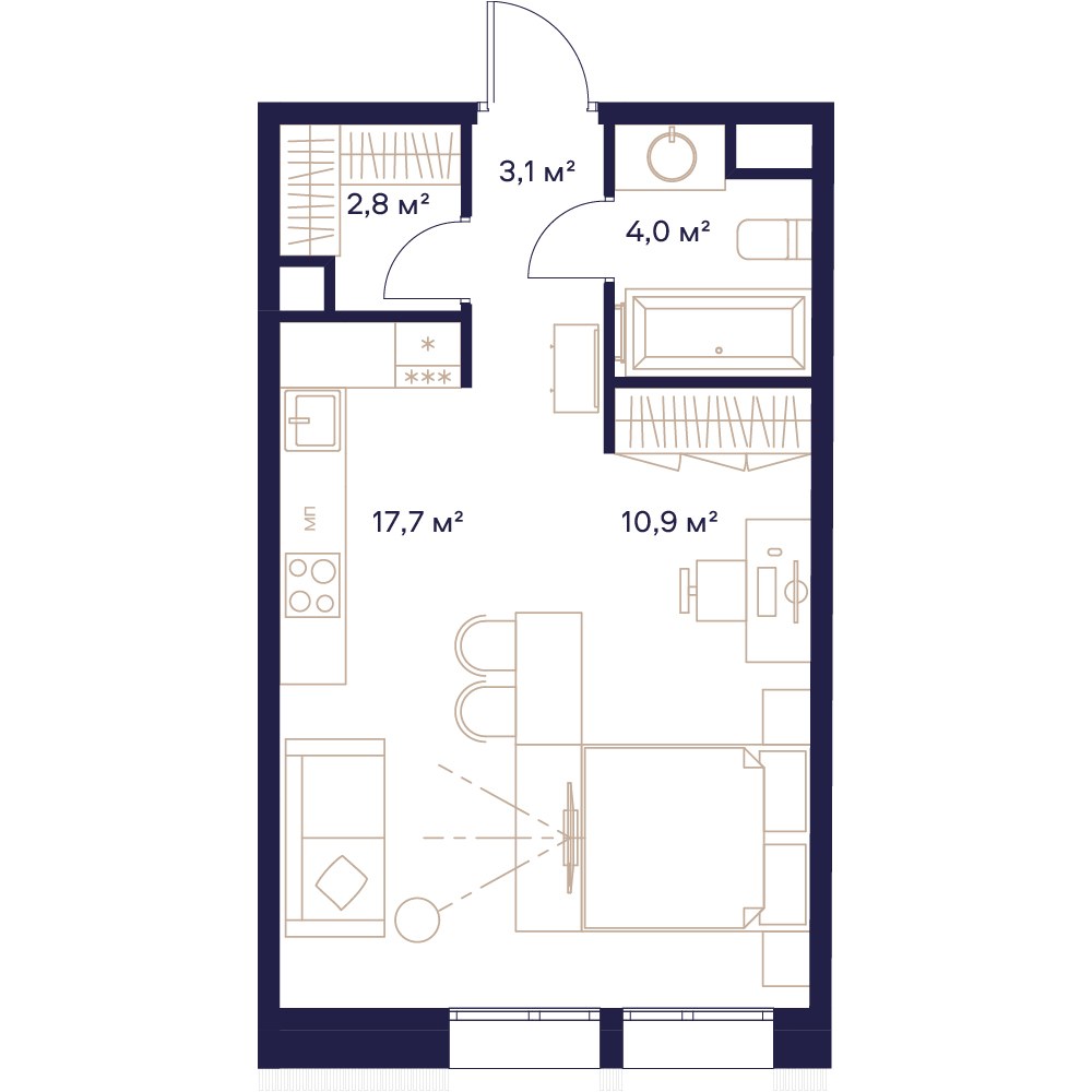 Планировка 39.0 м²