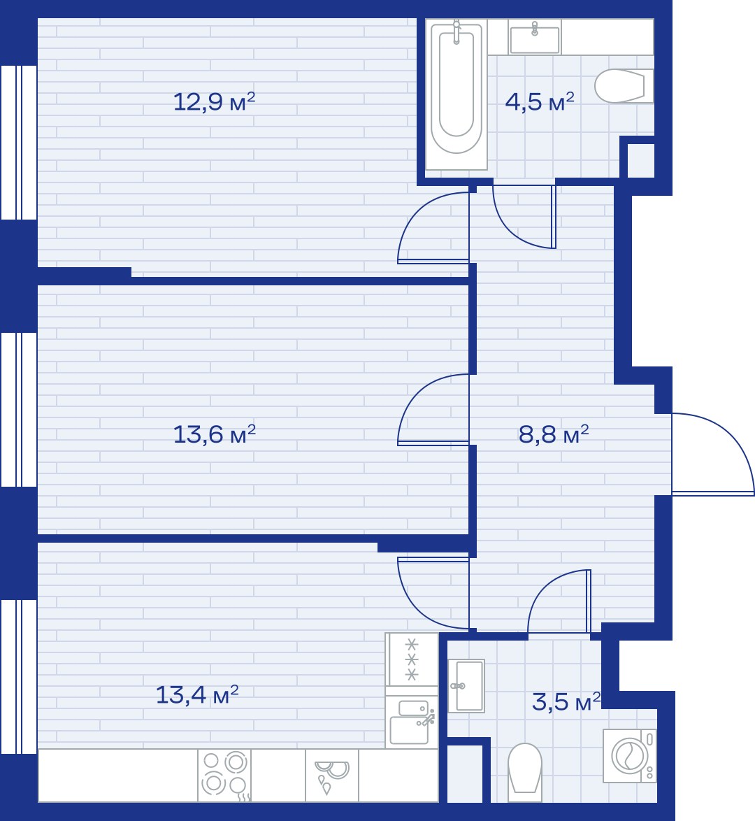 Планировка 57.0 м²