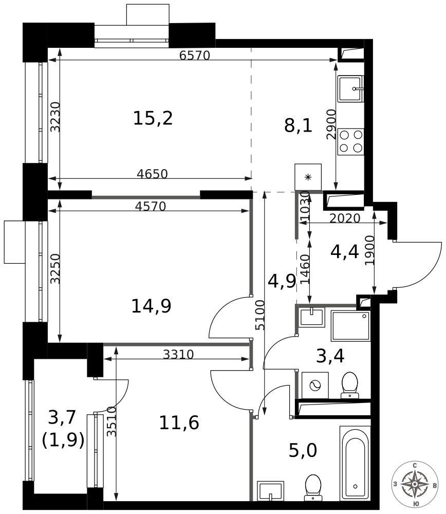 Планировка 69.4 м²