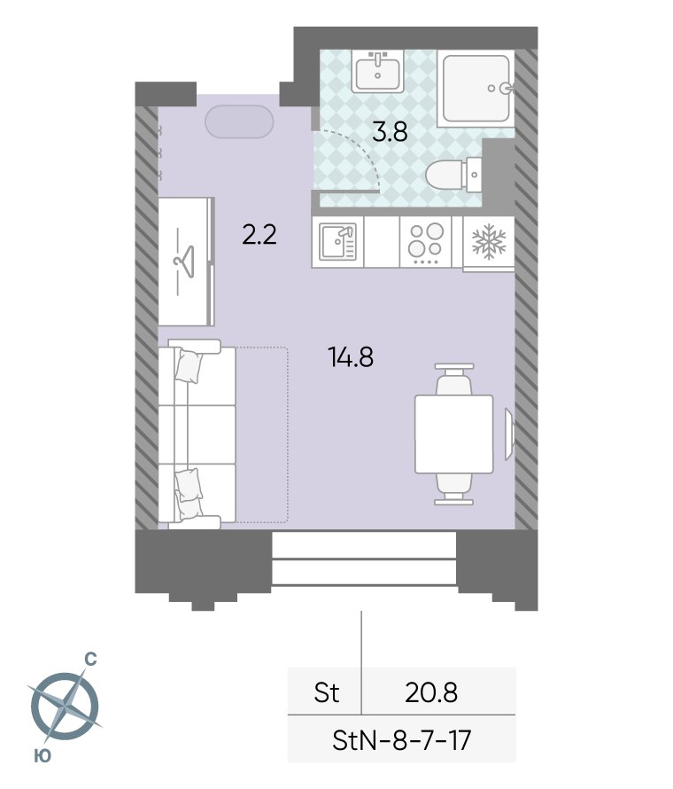 Планировка 20.8 м²