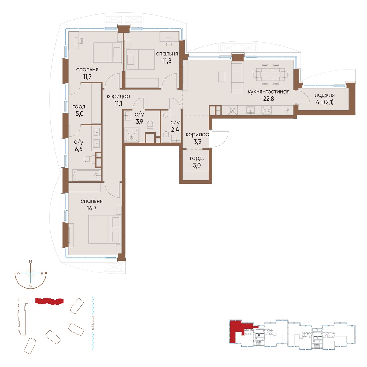 Планировка 98.4 м²