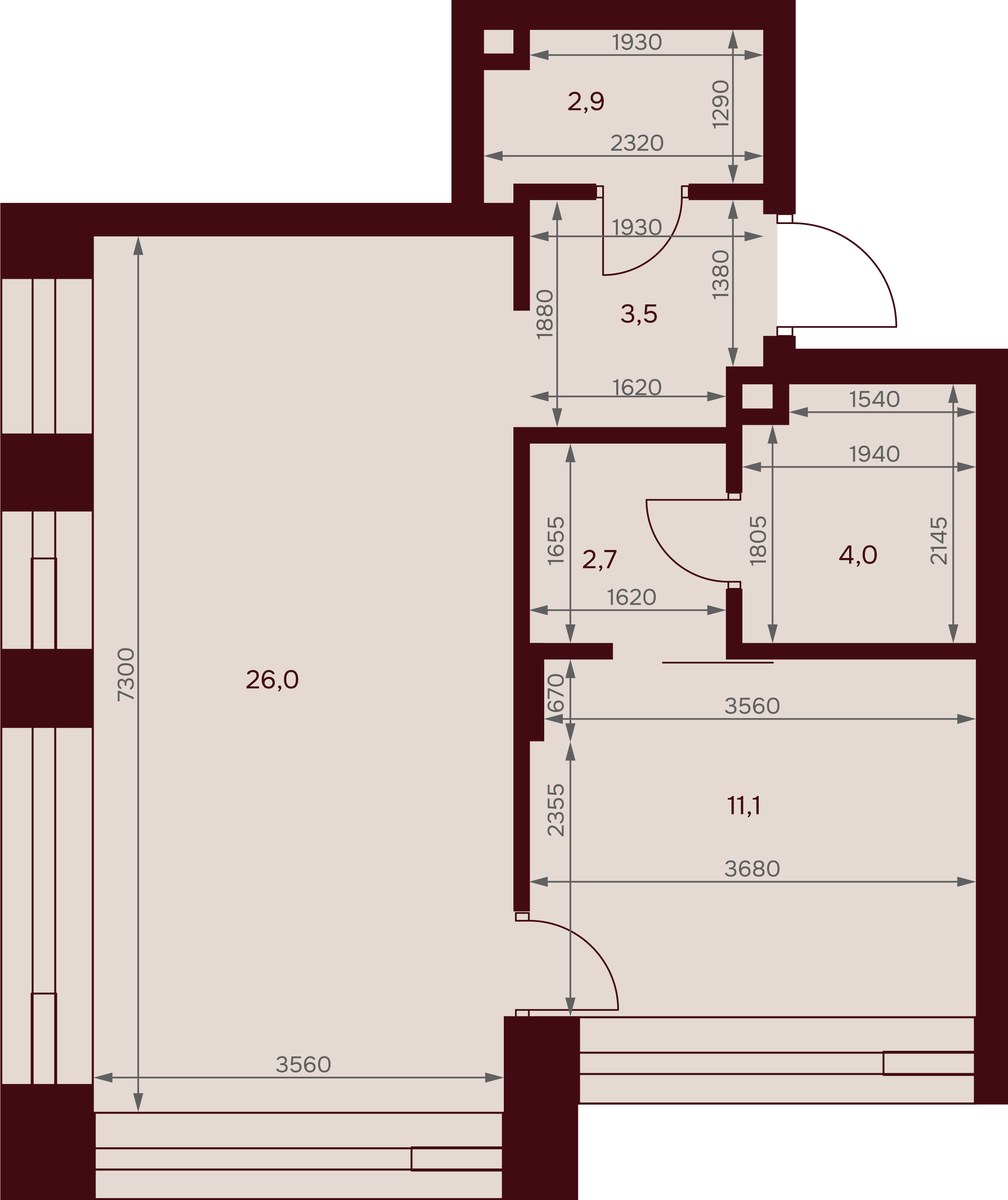 Планировка 49.7 м²