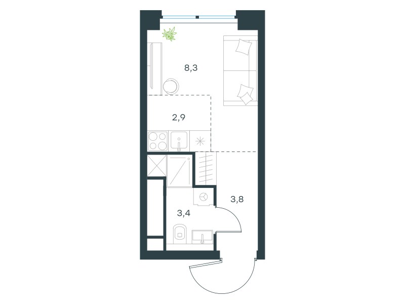 Планировка 18.4 м²
