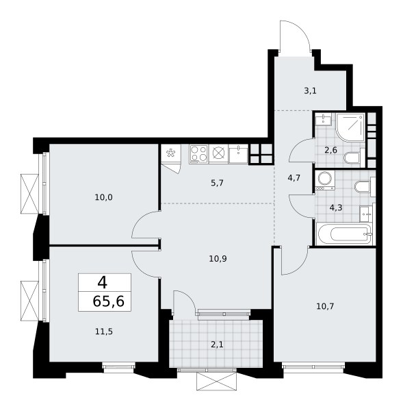 Планировка 65.6 м²