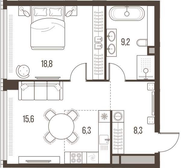 Планировка 58.2 м²
