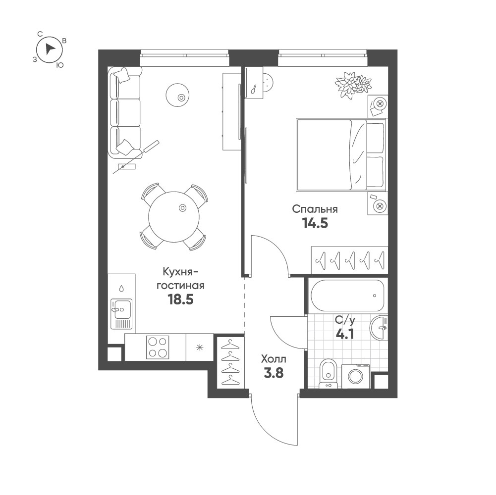 Планировка 40.9 м²