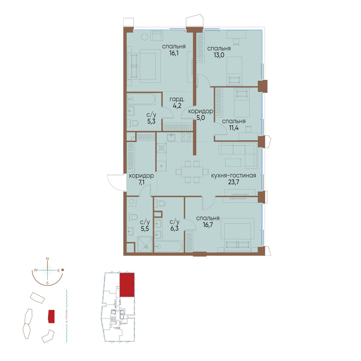 Планировка 114.3 м²