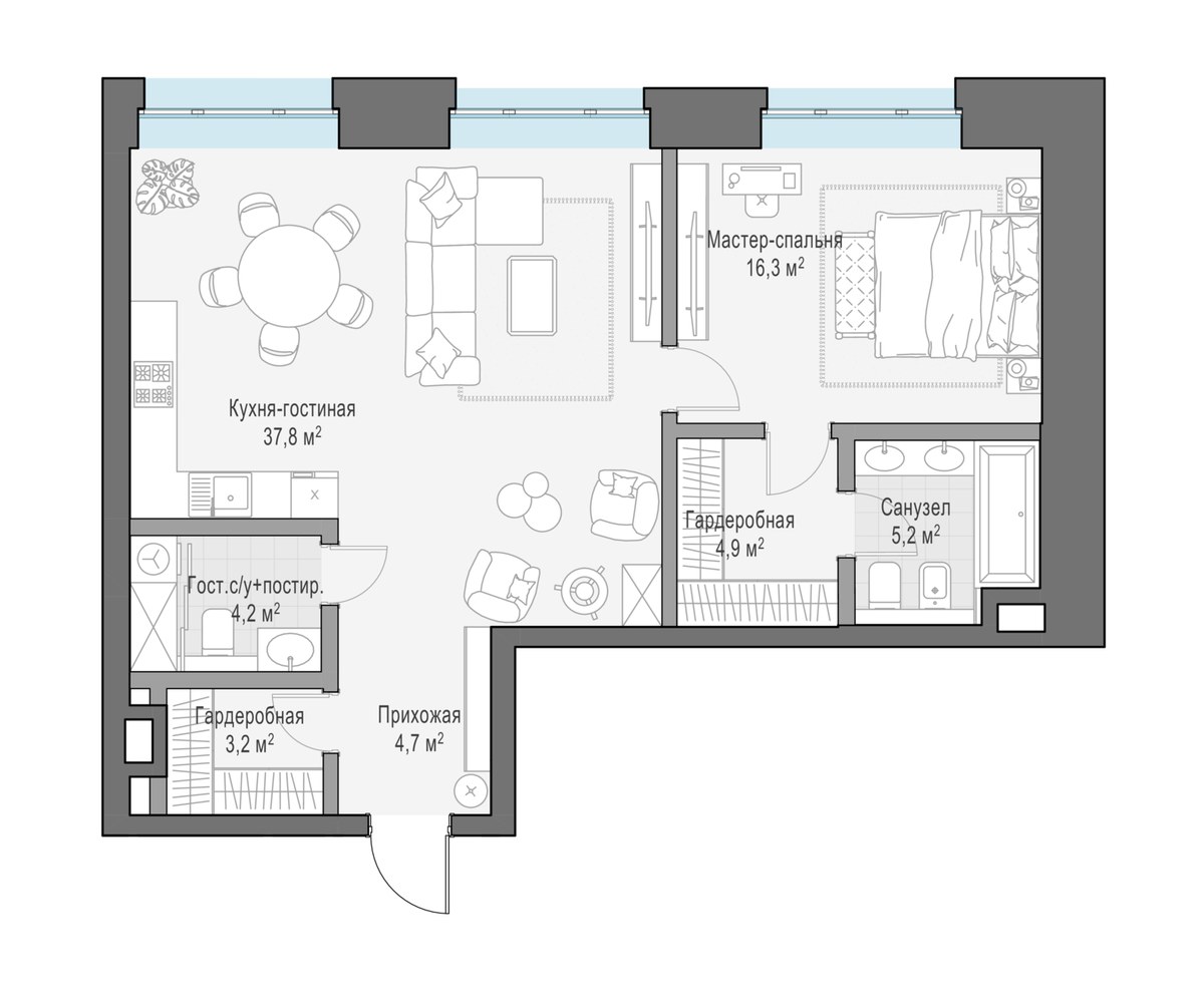 Планировка 80.6 м²