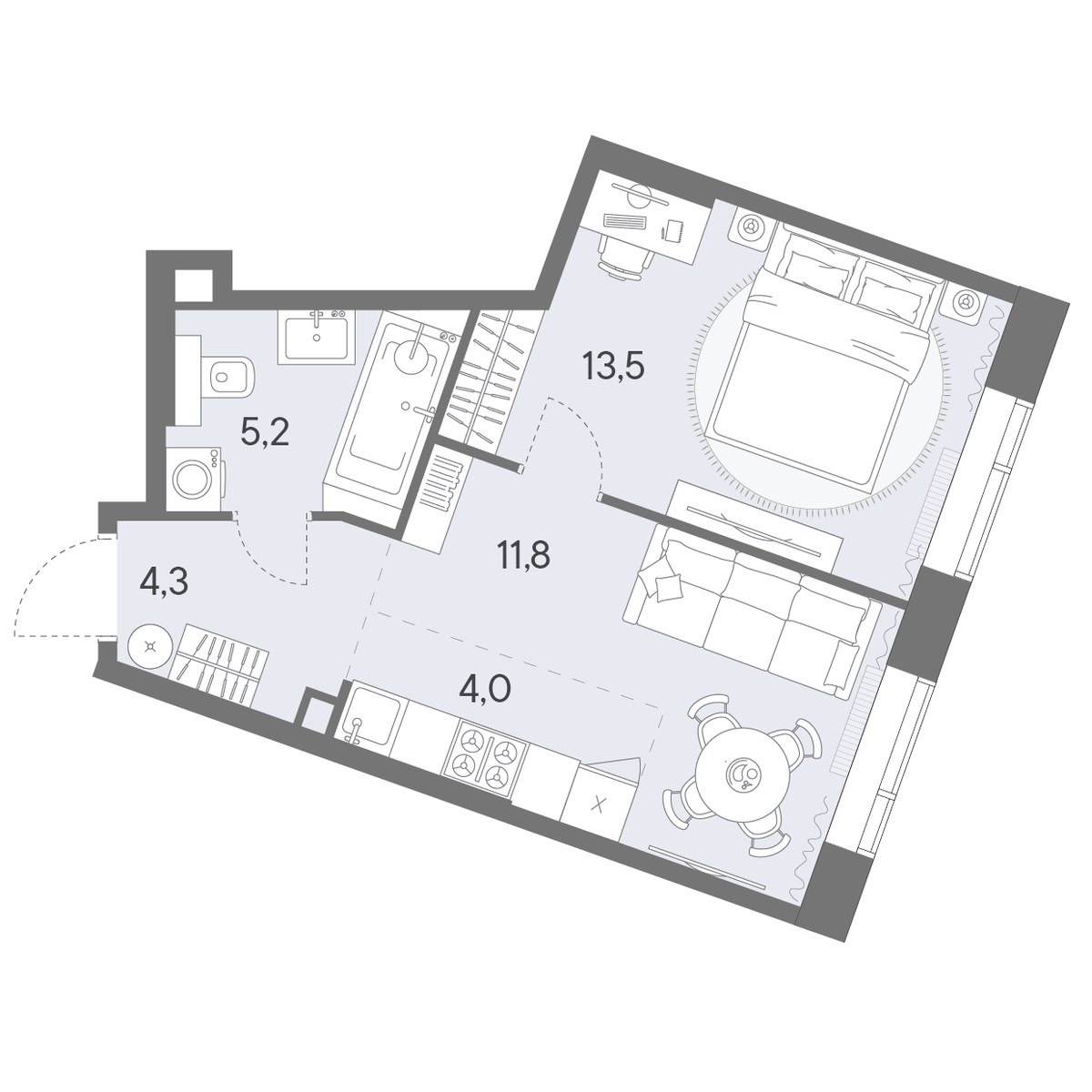 Планировка 38.8 м²