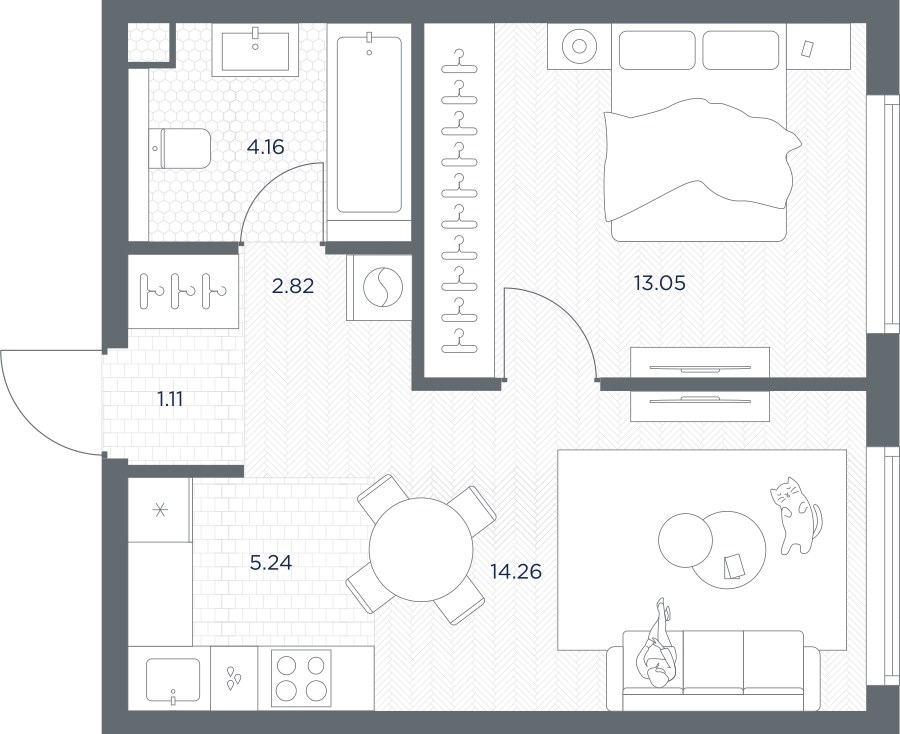 Планировка 40.64 м²