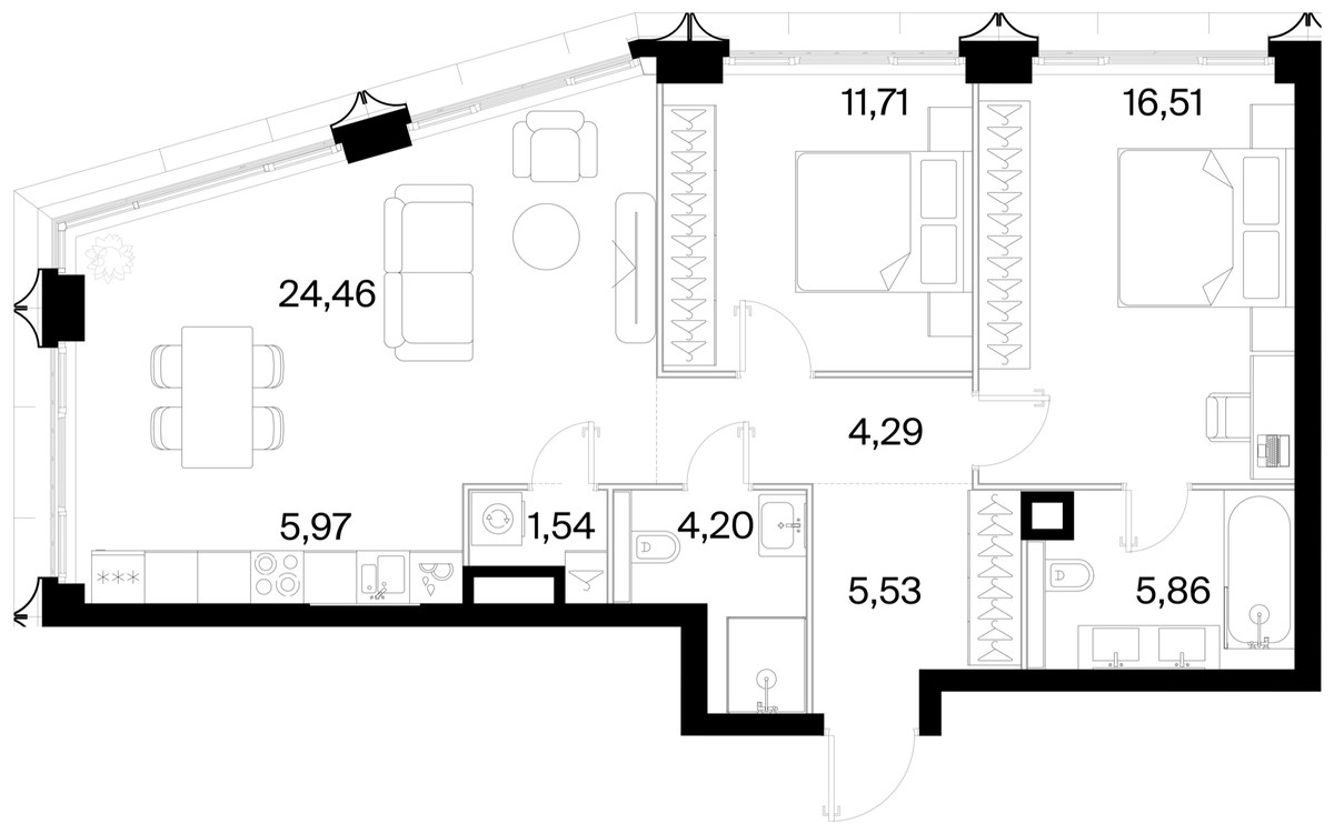 Планировка 80.07 м²