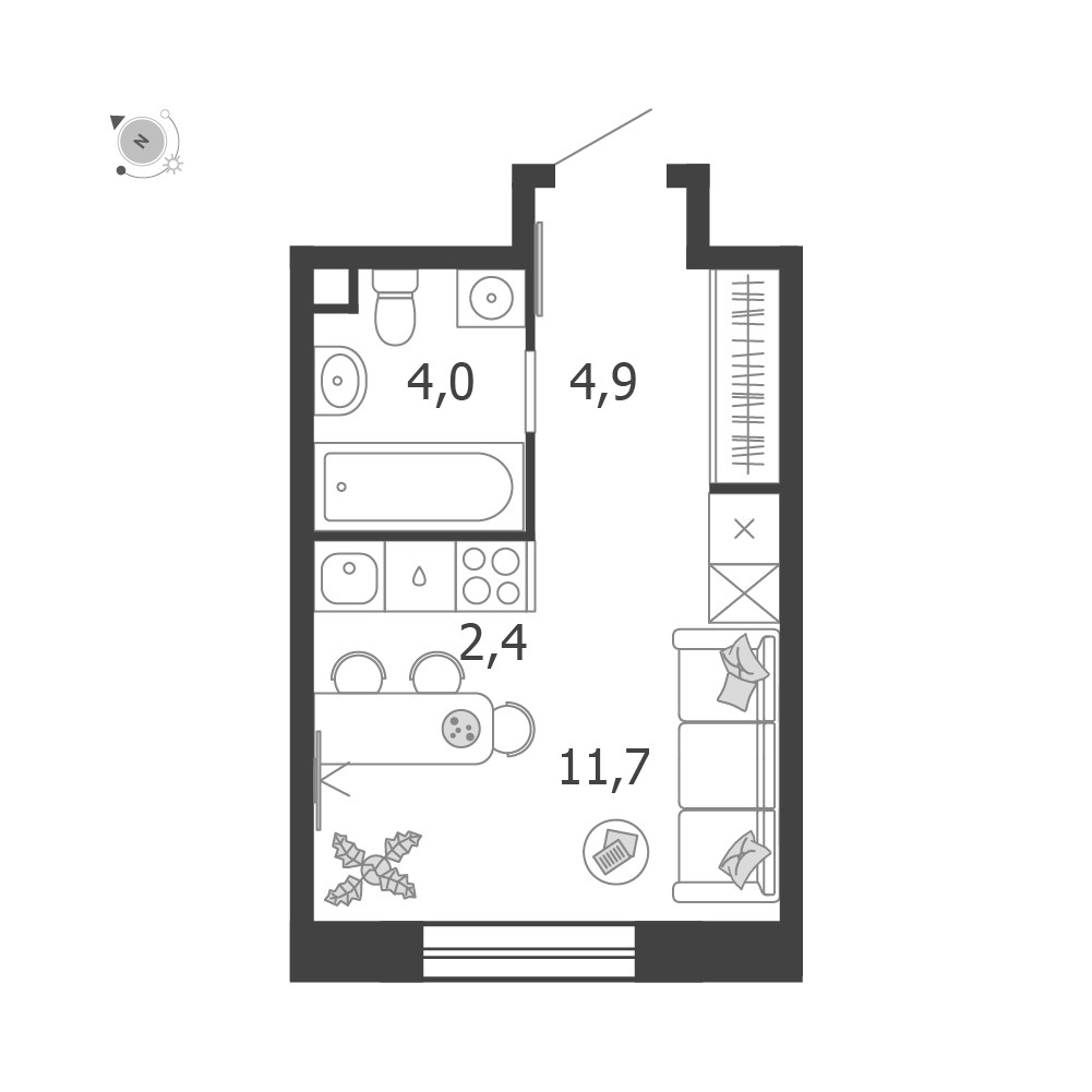 Планировка 23.0 м²