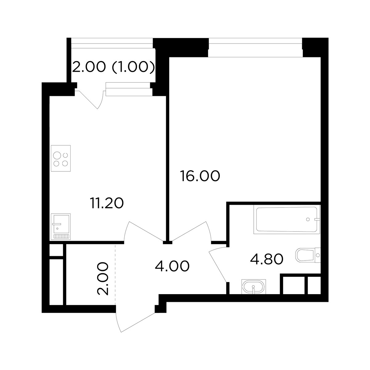 Планировка 39.0 м²