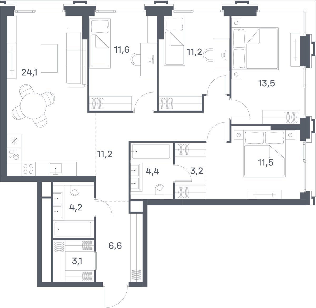 Планировка 104.6 м²