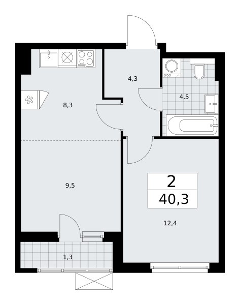 Планировка 40.3 м²