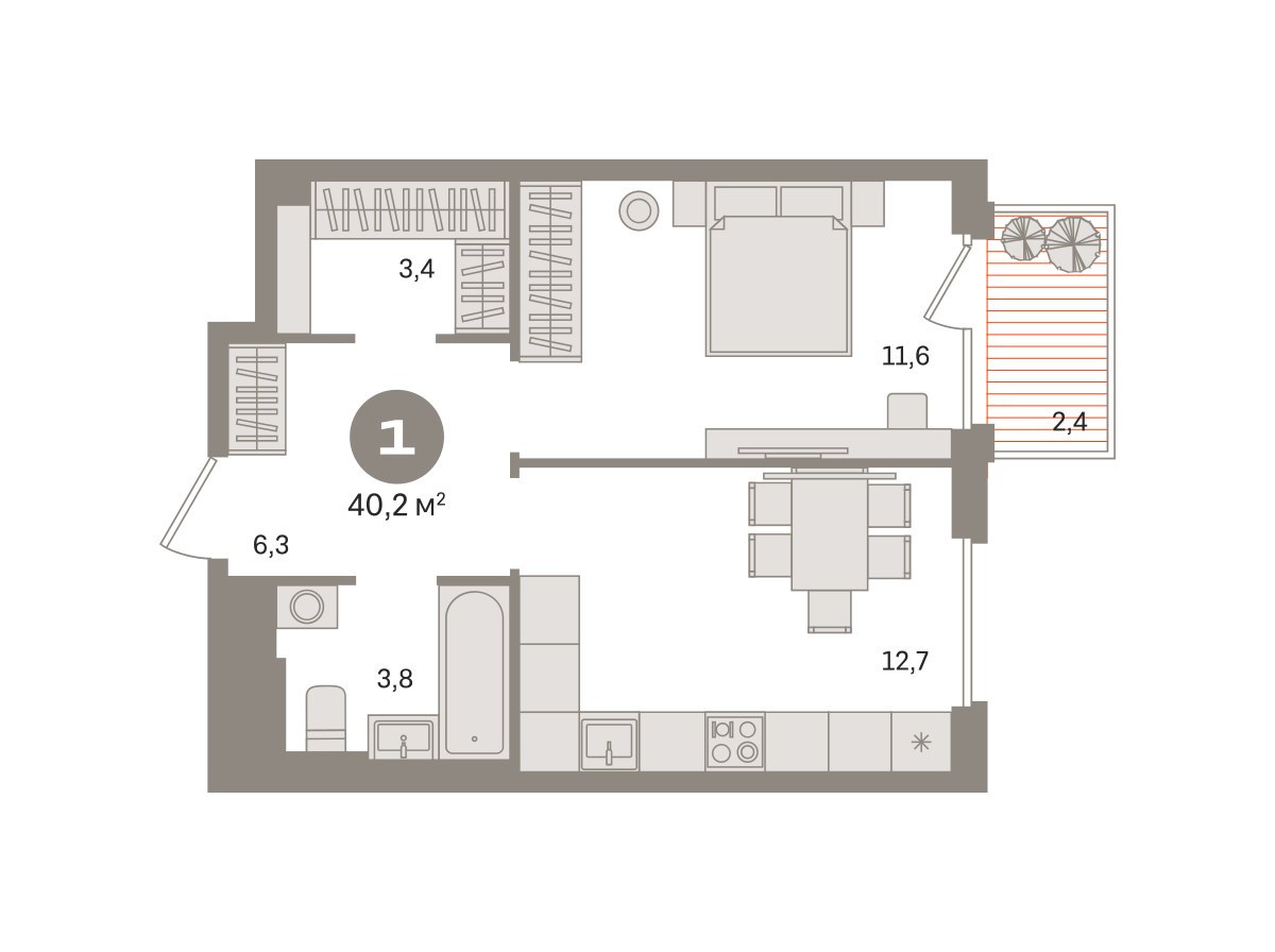 Планировка 40.22 м²