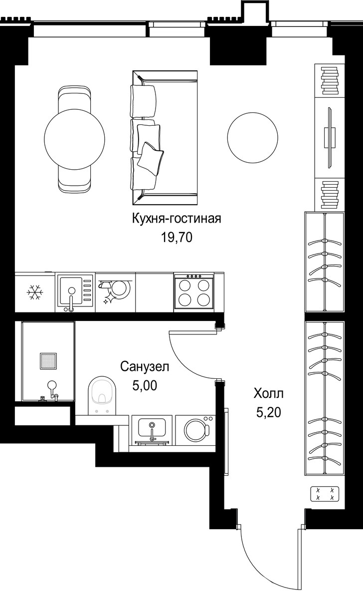 Планировка 29.9 м²