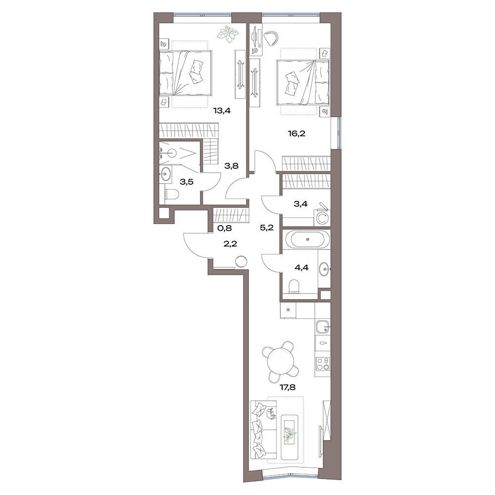 Планировка 71.6 м²