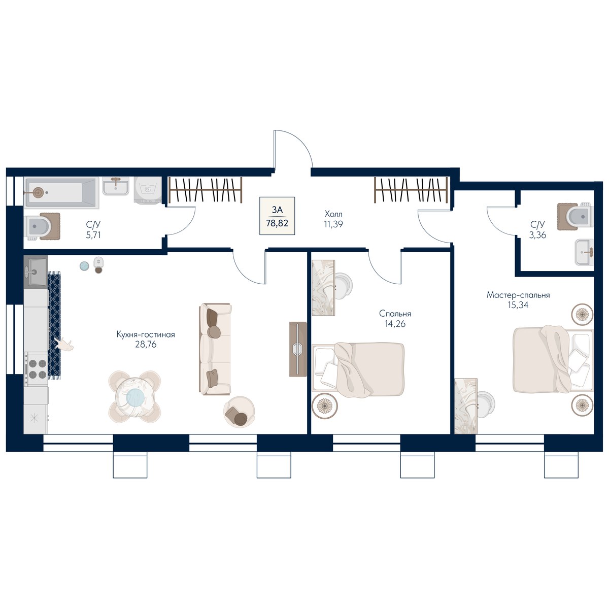 Планировка 78.82 м²