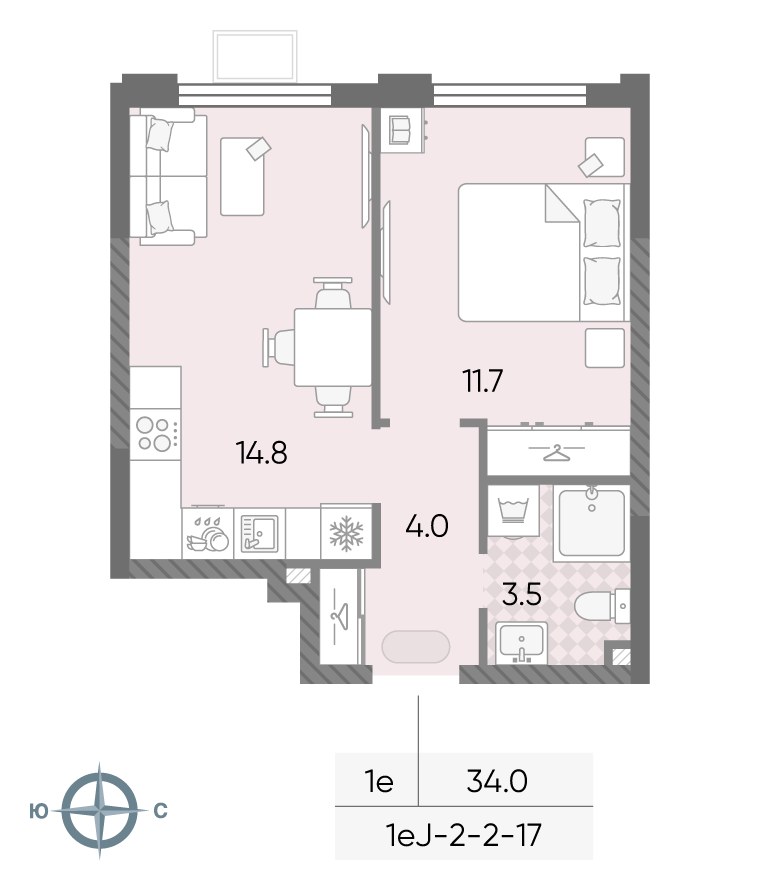 Планировка 34.0 м²