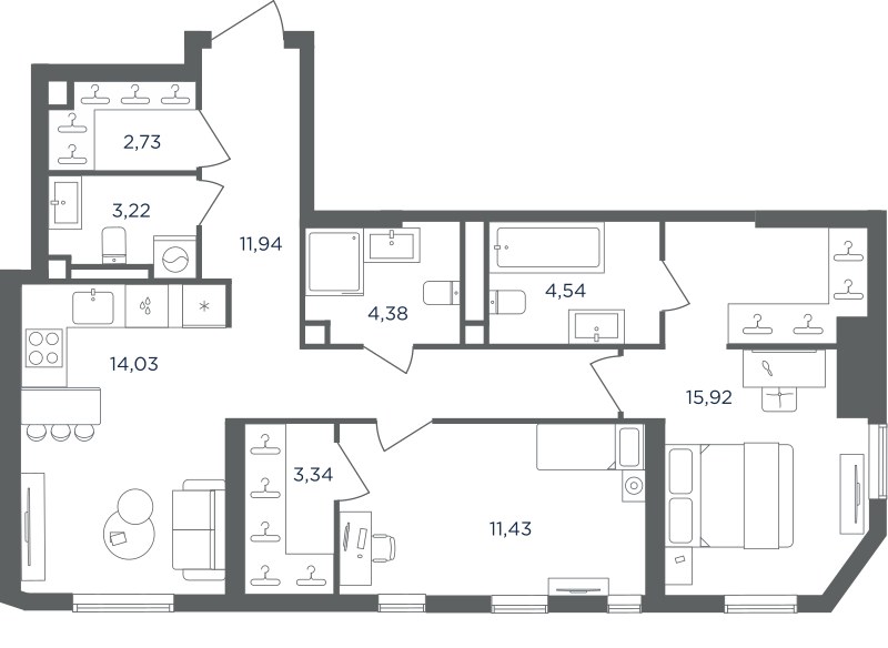 Планировка 71.53 м²