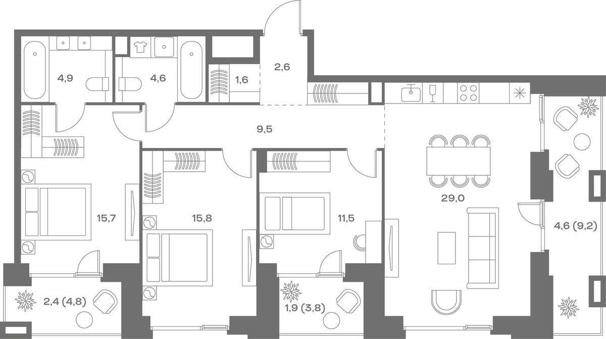 Планировка 104.1 м²