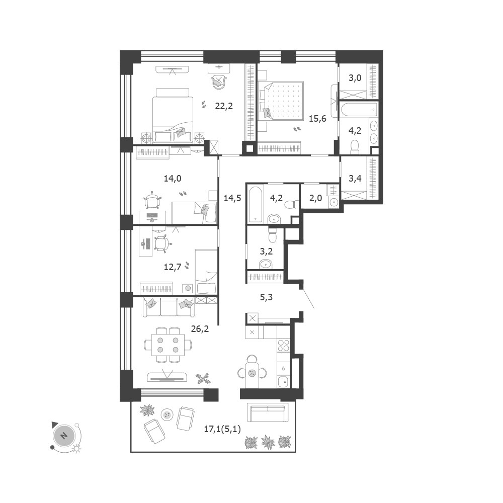 Планировка 135.6 м²