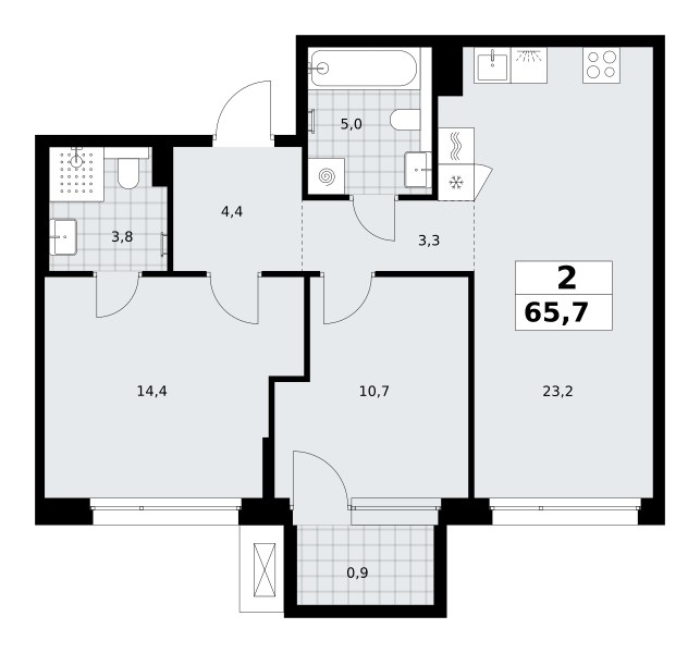 Планировка 65.7 м²