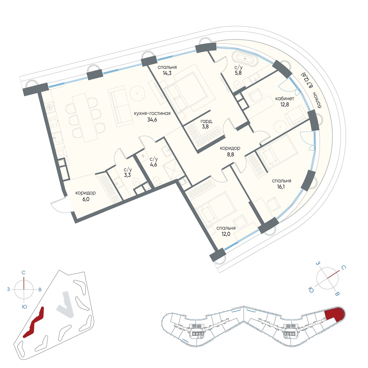 Планировка 124.7 м²
