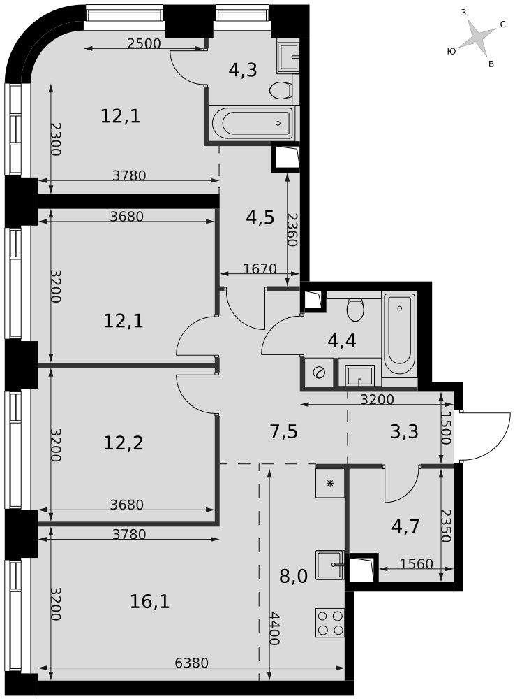 Планировка 89.2 м²