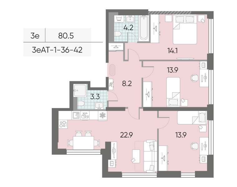 Планировка 80.5 м²