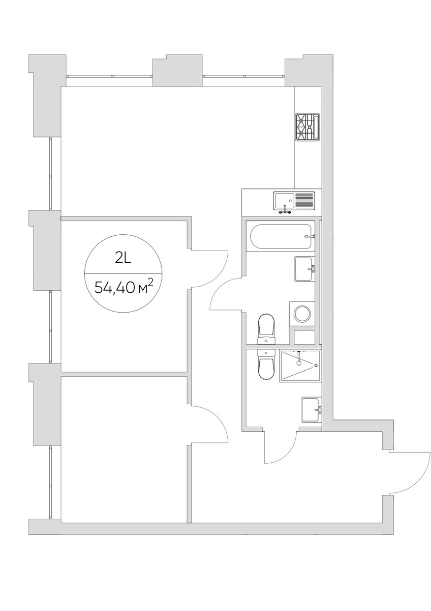 Планировка 54.4 м²