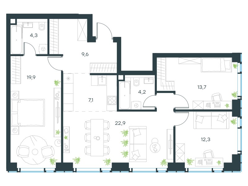 Планировка 94.0 м²