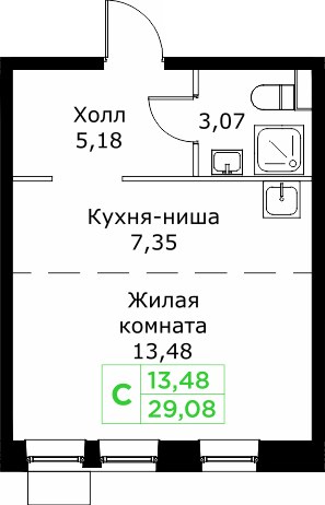 Планировка 29.2 м²