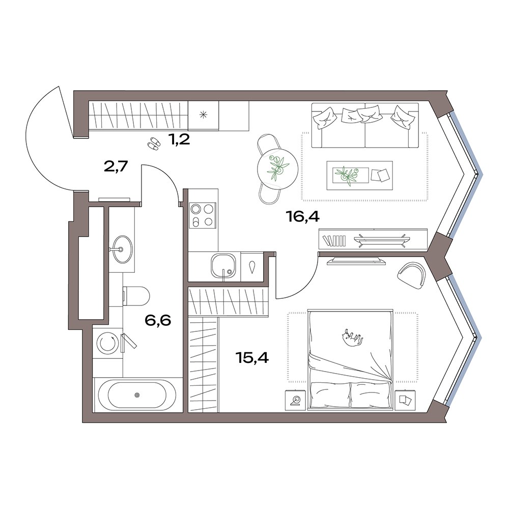 Планировка 42.2 м²