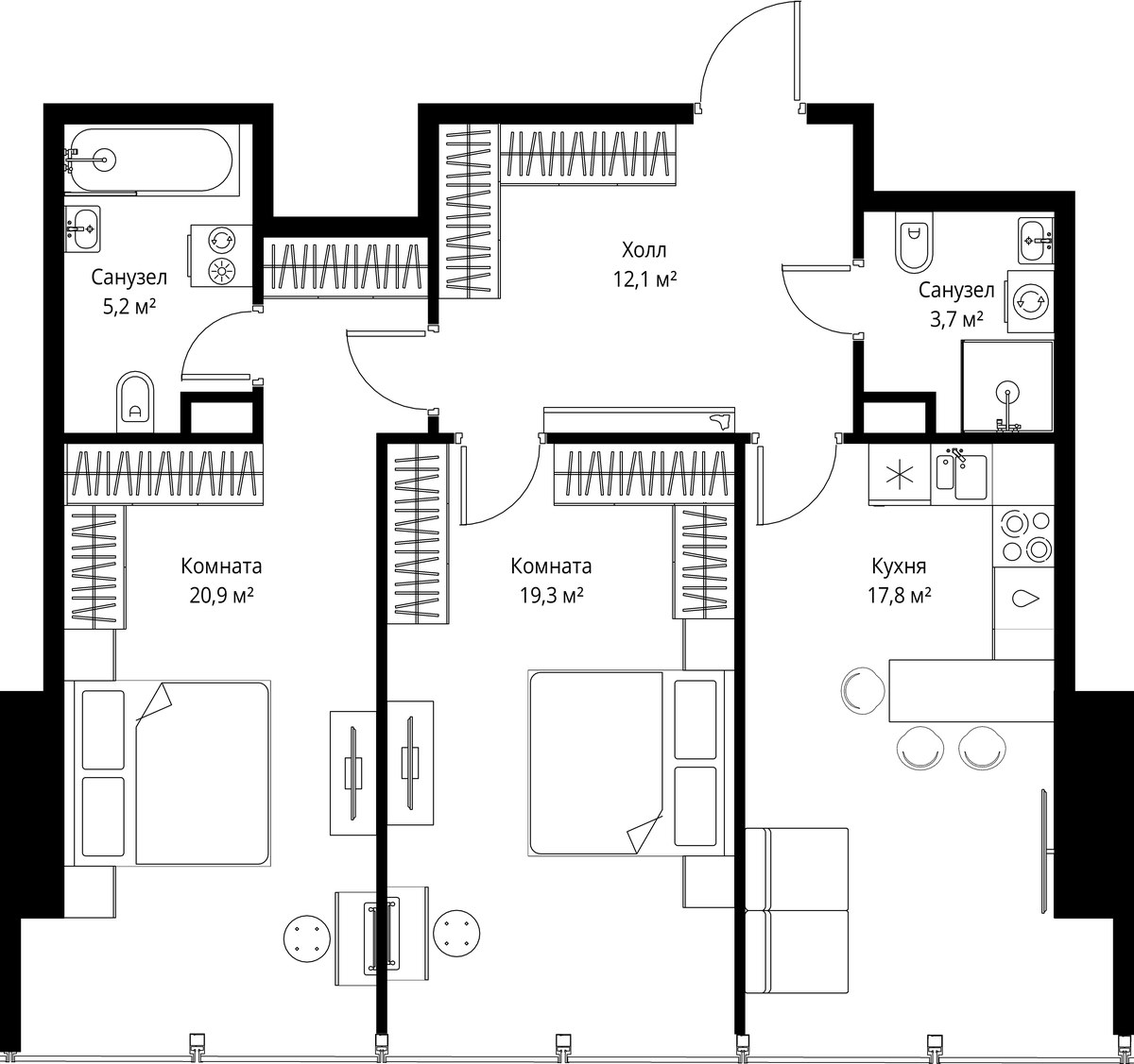 Планировка 79.0 м²