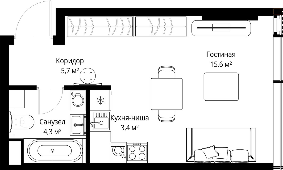 Планировка 29.0 м²