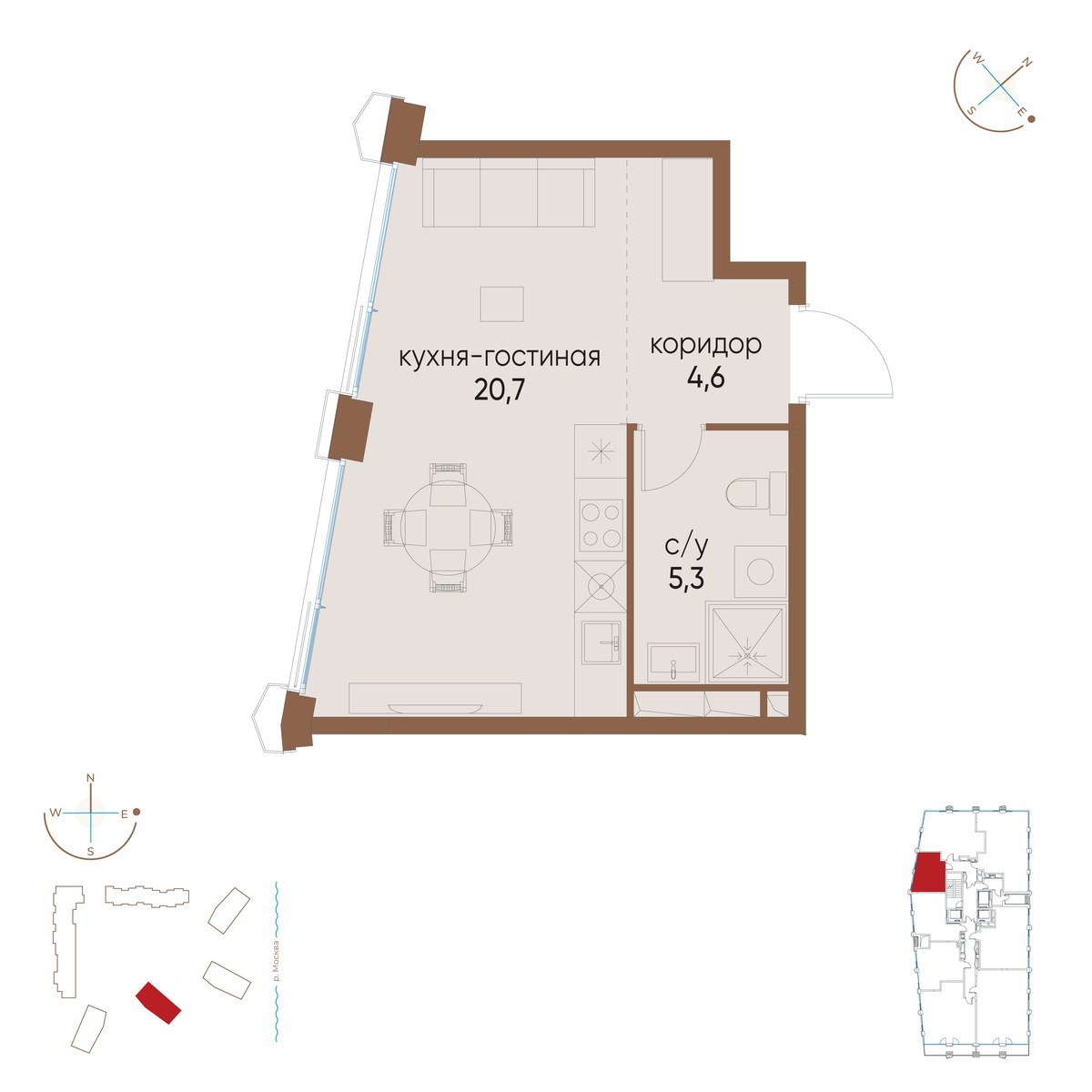 Планировка 30.6 м²