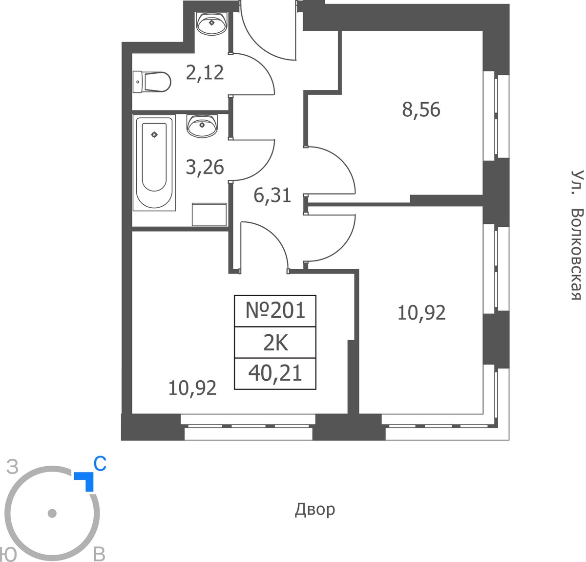 Планировка 40.21 м²