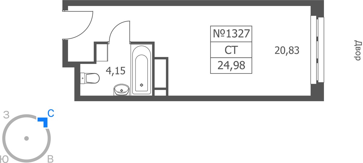 Планировка 24.98 м²