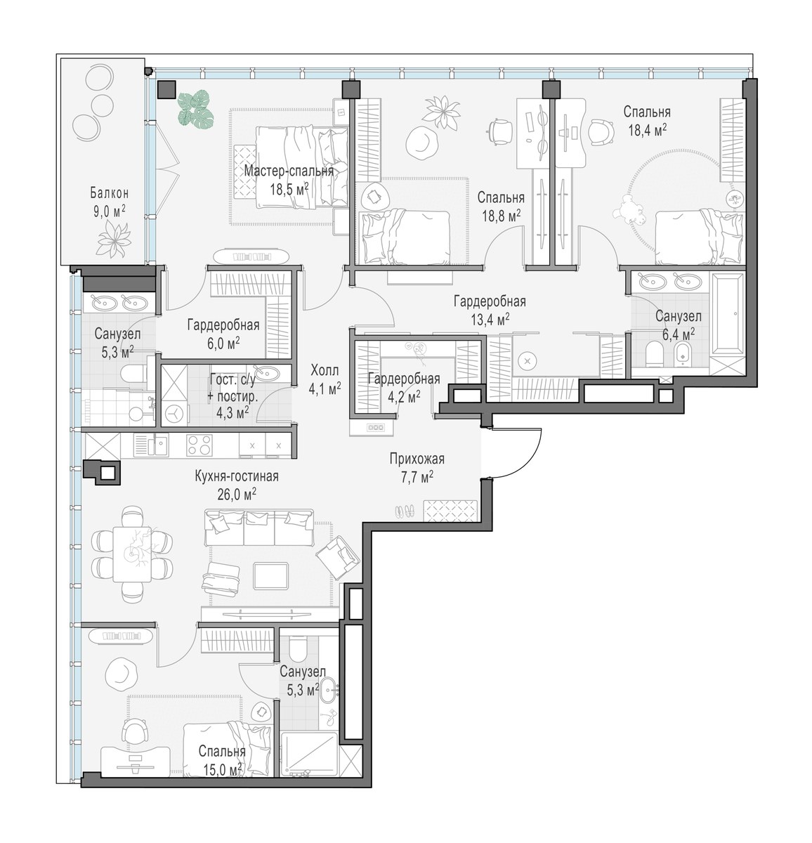 Планировка 157.2 м²