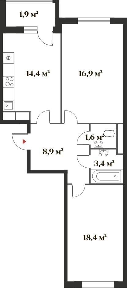 Планировка 64.0 м²