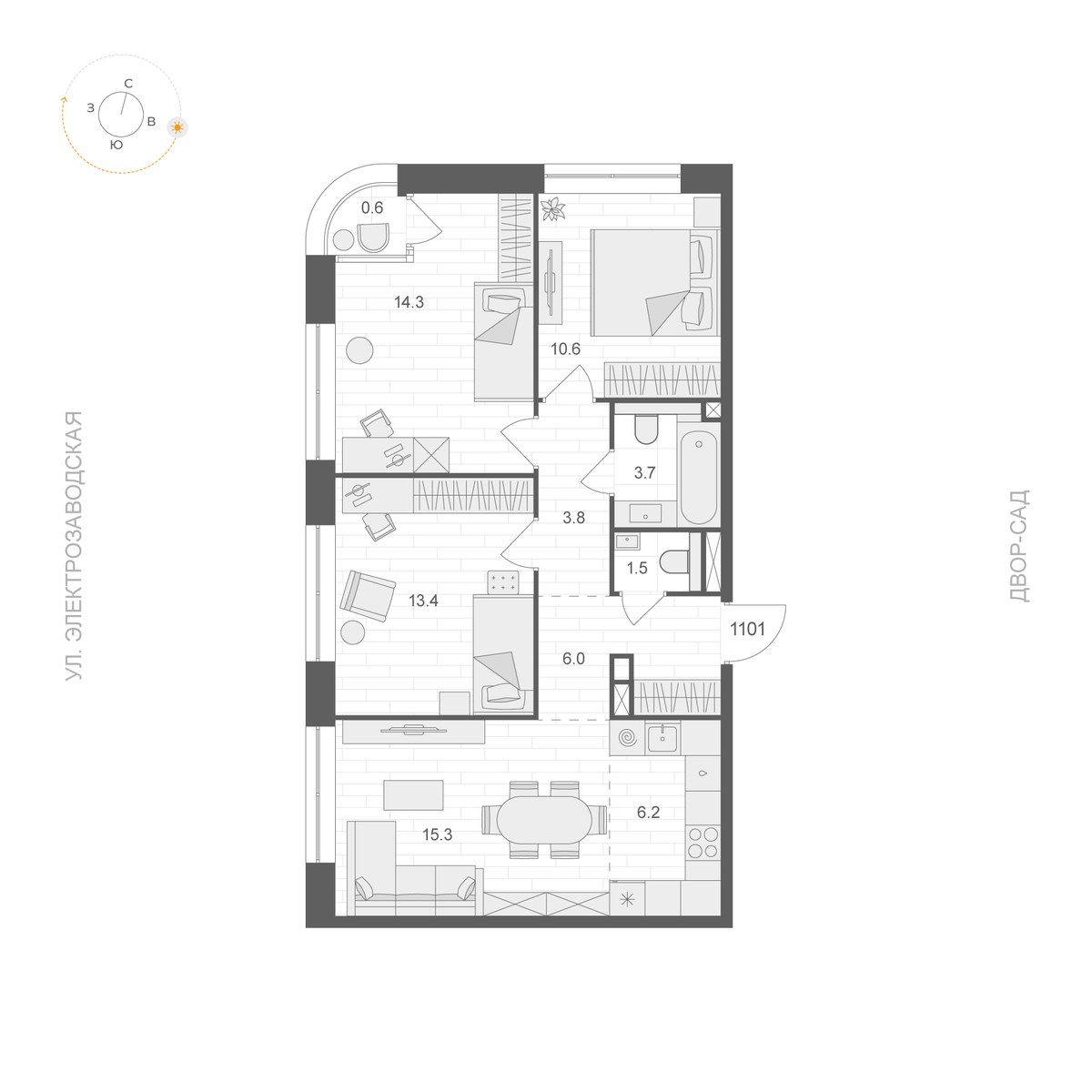 Планировка 75.1 м²
