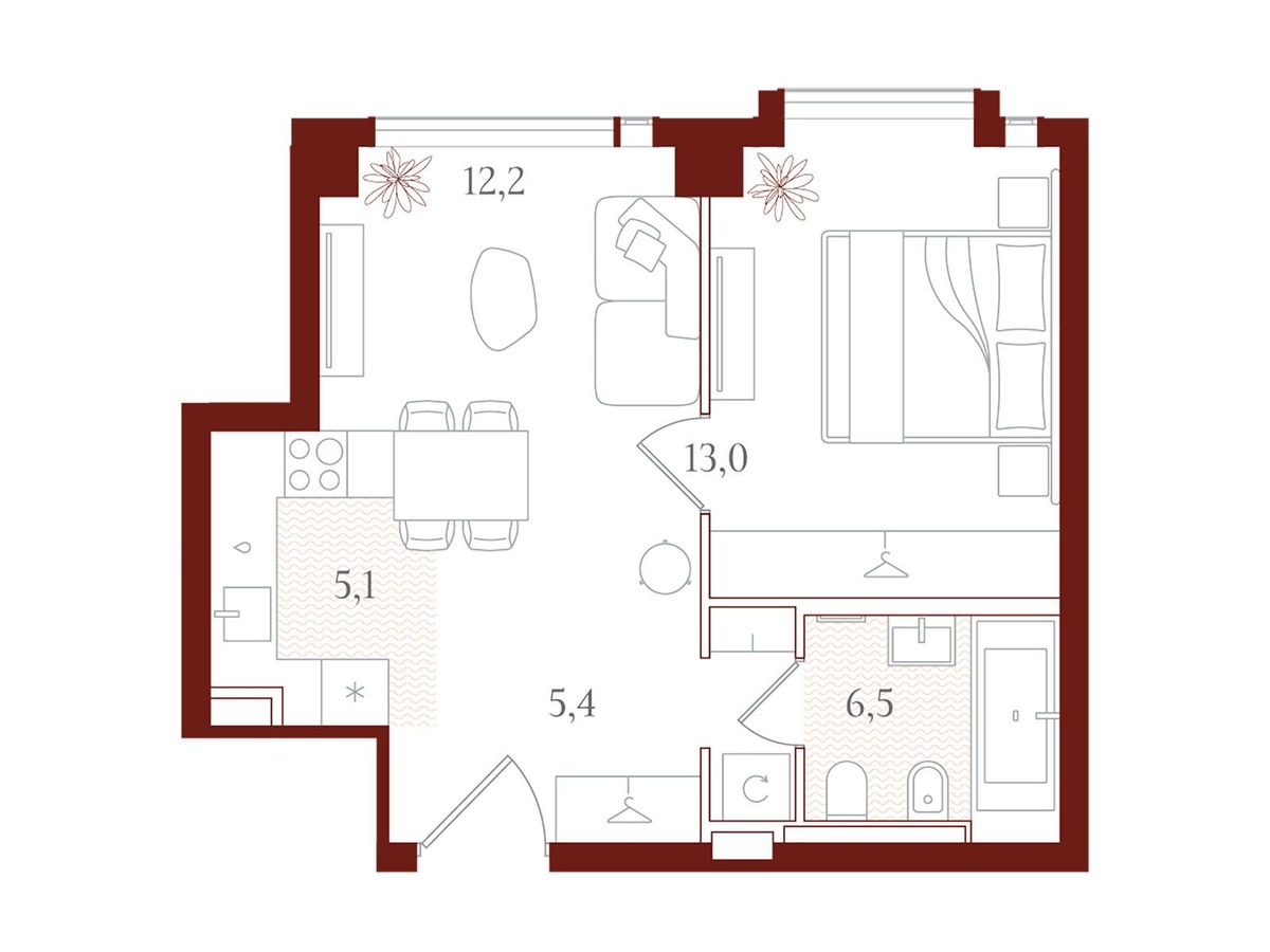 Планировка 42.2 м²