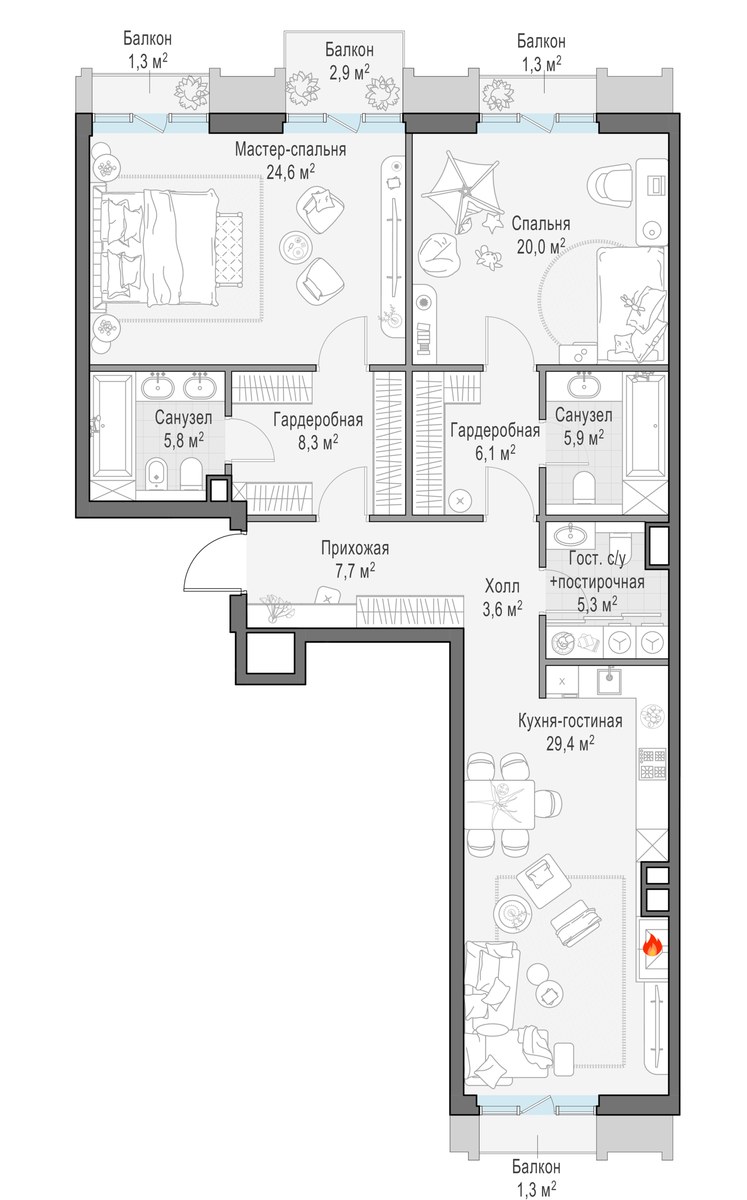 Планировка 120.6 м²