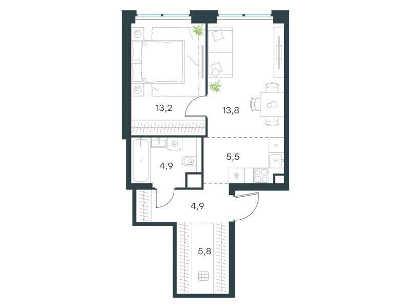 Планировка 48.1 м²